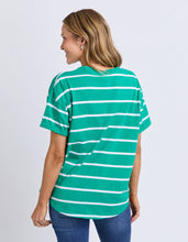 Load image into Gallery viewer, Halli Short Sleeve Stripe Tee Virdis Green/White

