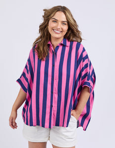 Palermo Stripe Shirt Printed Str Blu/ Pink