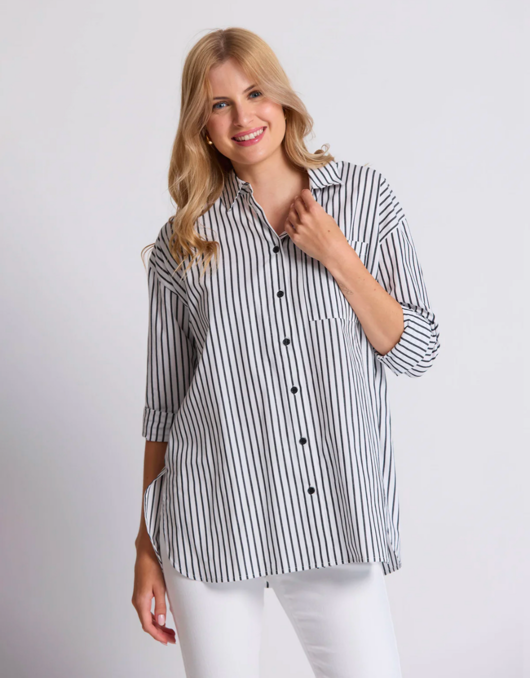 Stella + Gemma Stripe Shirt - Black and White