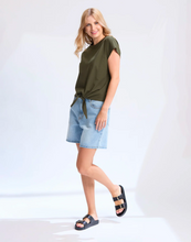 Load image into Gallery viewer, Stella + Gemma Top Knot Top - Army
