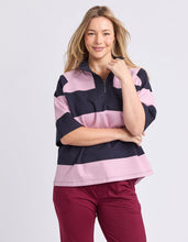 Load image into Gallery viewer, Freedom Rugby Sweat - Pink &amp; Navy Stripe
