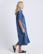 Load image into Gallery viewer, Ayla Denim Midi Dress - Mid Blue Wash
