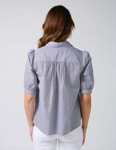 Asha Blouse - Navy White Stripe