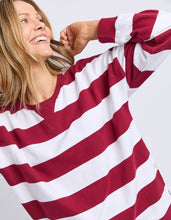 Load image into Gallery viewer, Billie Block Stripe Crew Maroon/White
