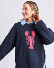 Load image into Gallery viewer, Lobster Intarsia Knit - Navy/Cranberry

