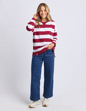 Load image into Gallery viewer, Billie Block Stripe Crew Maroon/White
