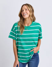 Load image into Gallery viewer, Halli Short Sleeve Stripe Tee Virdis Green/White
