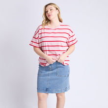 Load image into Gallery viewer, Halli Tee - Pink Lady and Poppy Stripe.
