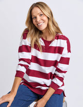 Load image into Gallery viewer, Billie Block Stripe Crew Maroon/White
