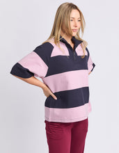 Load image into Gallery viewer, Freedom Rugby Sweat - Pink &amp; Navy Stripe
