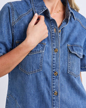 Load image into Gallery viewer, Ayla Denim Midi Dress - Mid Blue Wash
