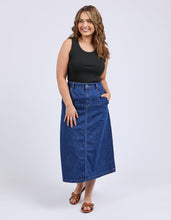 Load image into Gallery viewer, Scallop Edge Denim Skirt Mid Blue Wash
