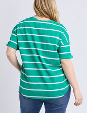 Load image into Gallery viewer, Halli Short Sleeve Stripe Tee Virdis Green/White
