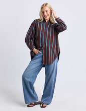 Load image into Gallery viewer, Saltair Shirt Chocolate With Blue Stripe
