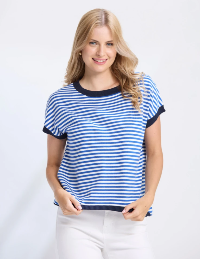 Laneway Top - Cobalt Stripe