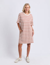 Load image into Gallery viewer, Rouge Tee Dress Marshmellow/Tan Stripe

