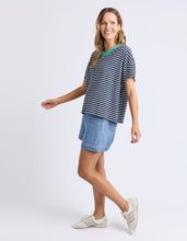 Load image into Gallery viewer, Sabrina Tee Navy &amp; White Stripe
