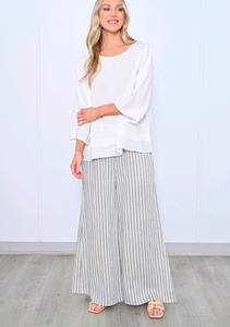 Wide Leg Pants - Blue Stripe