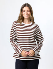 Load image into Gallery viewer, Drop Shoulder Tee - Choc Stripe
