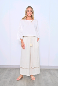 Wide Leg Pants - Cream