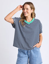 Load image into Gallery viewer, Sabrina Tee Navy &amp; White Stripe

