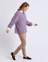 Load image into Gallery viewer, Riviera Polo Sweater Navy &amp; Red Stripe
