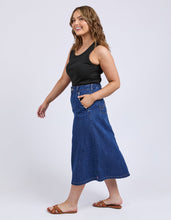 Load image into Gallery viewer, Scallop Edge Denim Skirt Mid Blue Wash
