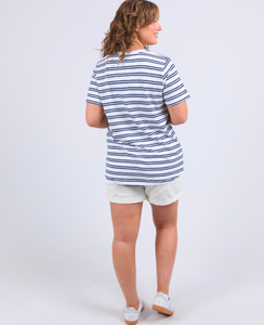 Brio Tee White & Black Stripe