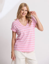 Load image into Gallery viewer, Soho Cuff V Tee - Candy with Red Stripe
