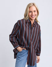 Load image into Gallery viewer, Saltair Shirt Chocolate With Blue Stripe
