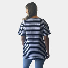 Load image into Gallery viewer, Stripe &amp; Embroidery Letter Tee
